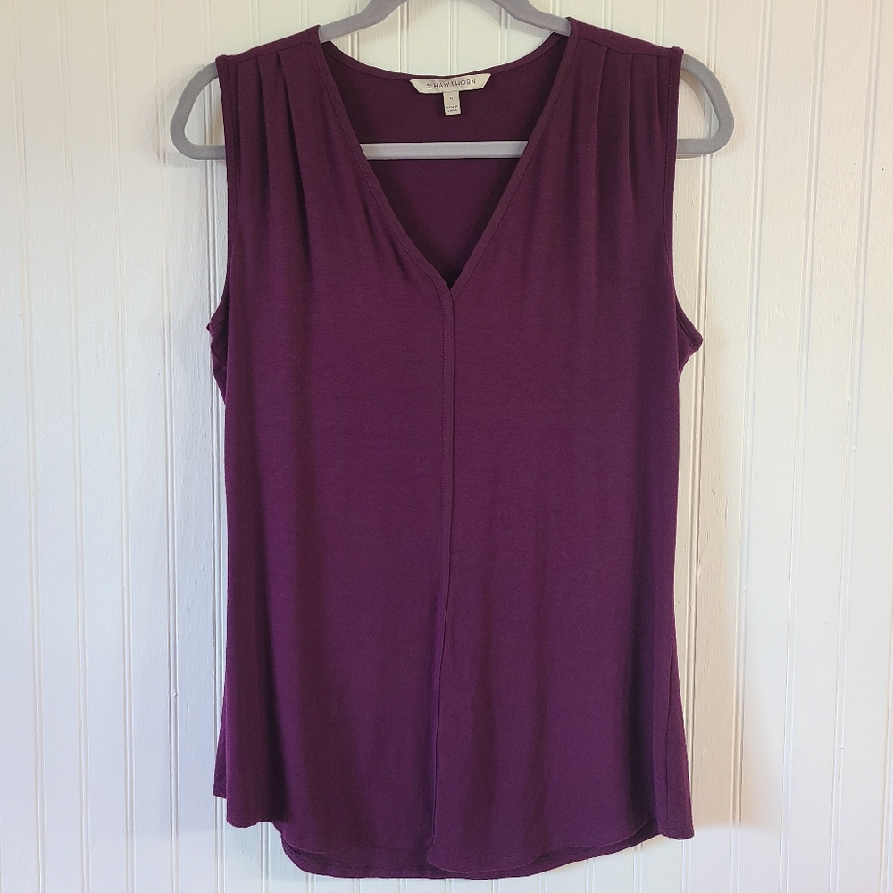 41 Hawthorn Daizey V-Neck Knit Top, Dark Purple, Medium